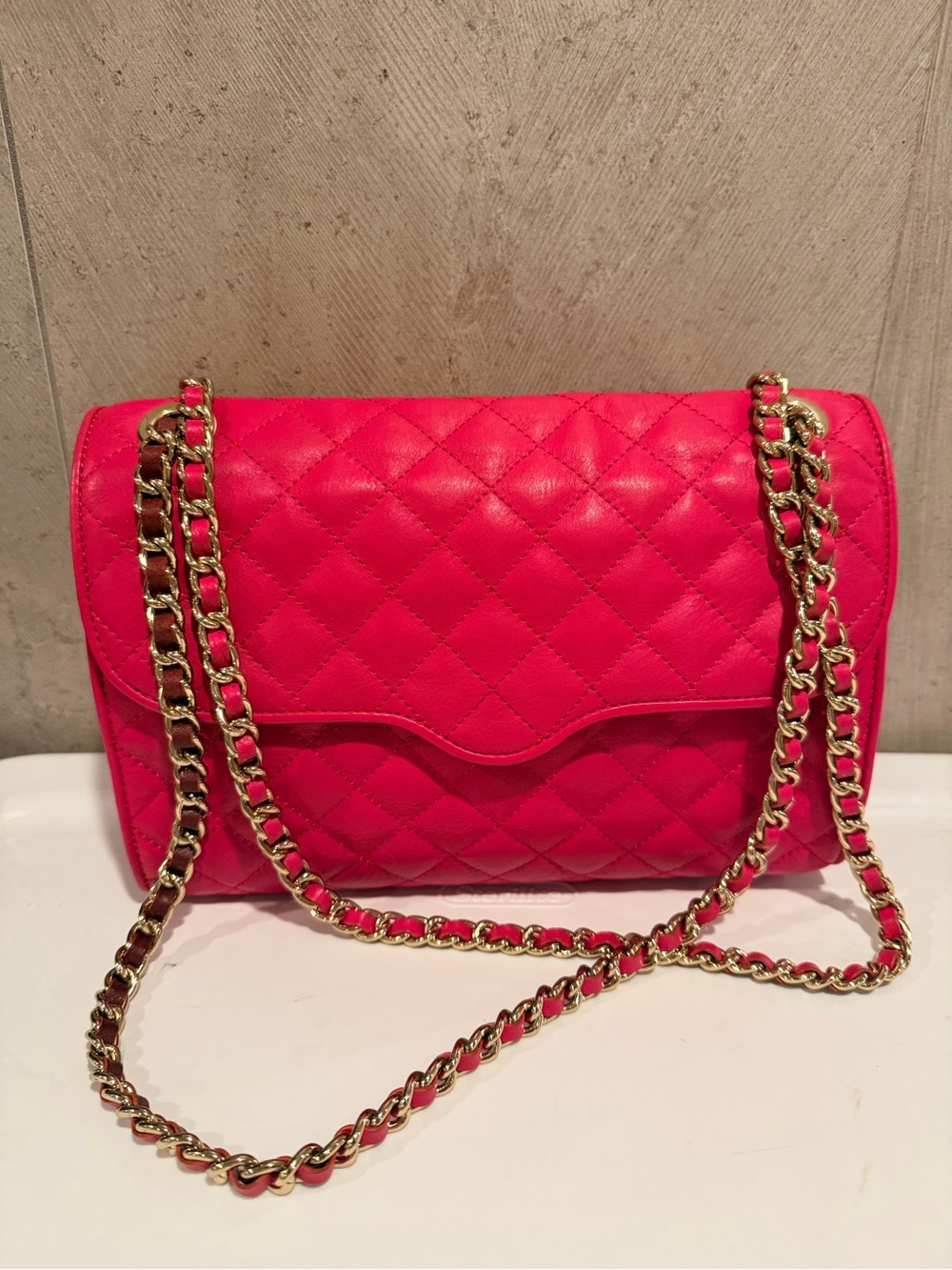 Rebecca Minkoff Quilted Affair Pink Leather Chain Shoulder Bag